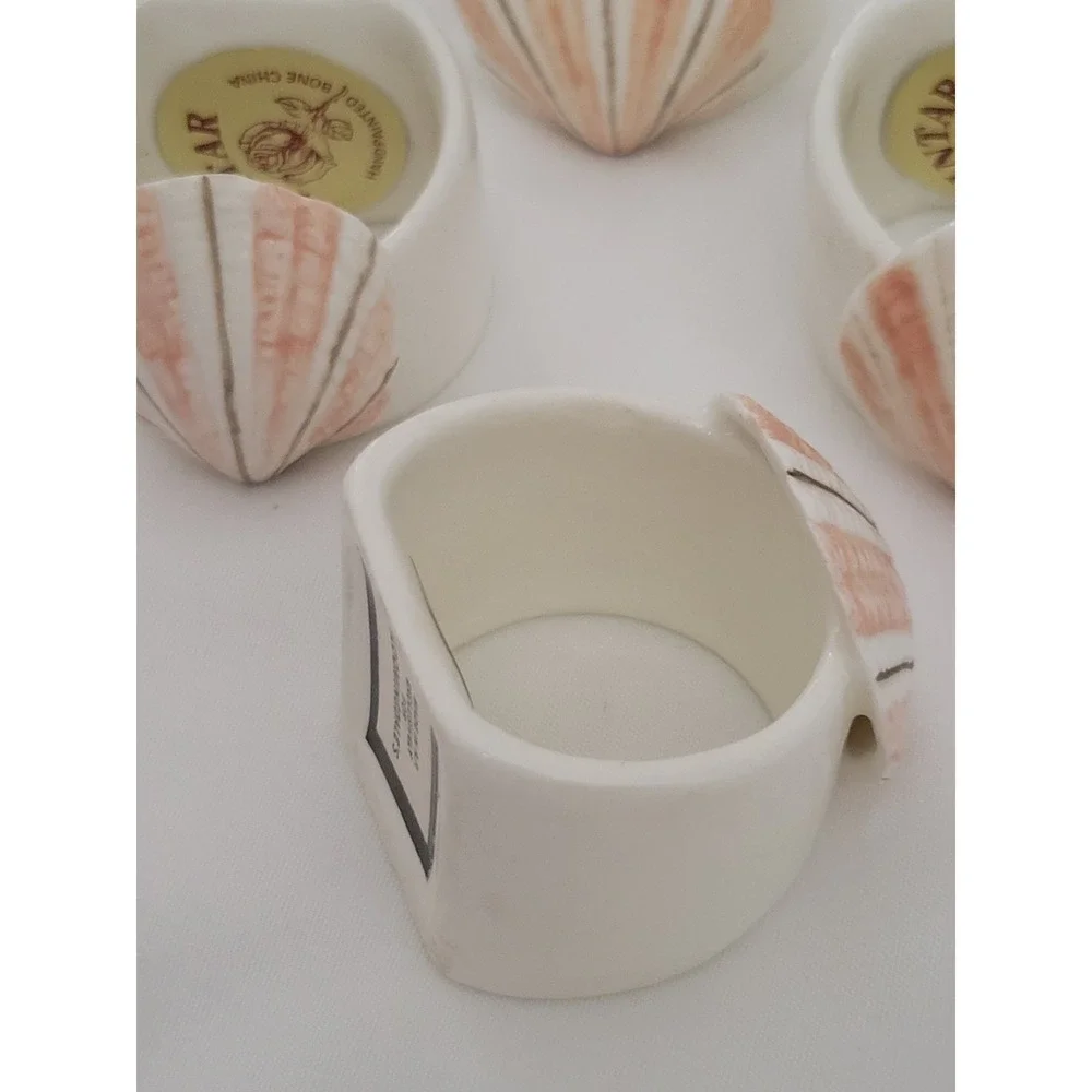 Vintage Shell Napkin Rings Set 7 Hand Painted Bone China Pintar Bloomingdale's